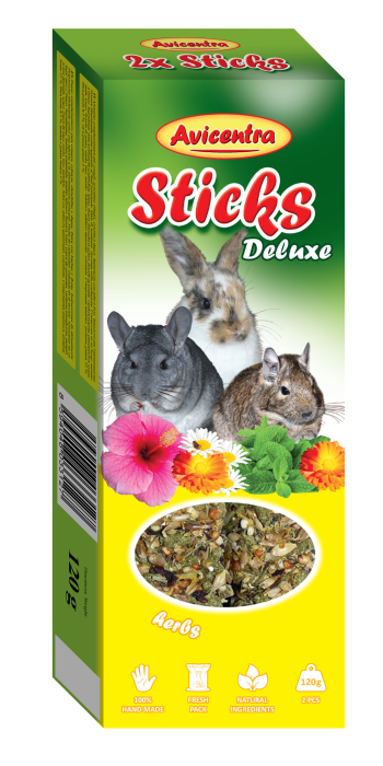Tyčinky deluxe s bylinkami pro králíky, osmáky a další hlodavce
