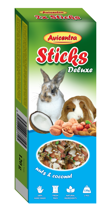 Sticks deluxe with nuts & coconut for rabbits and guinea pigs